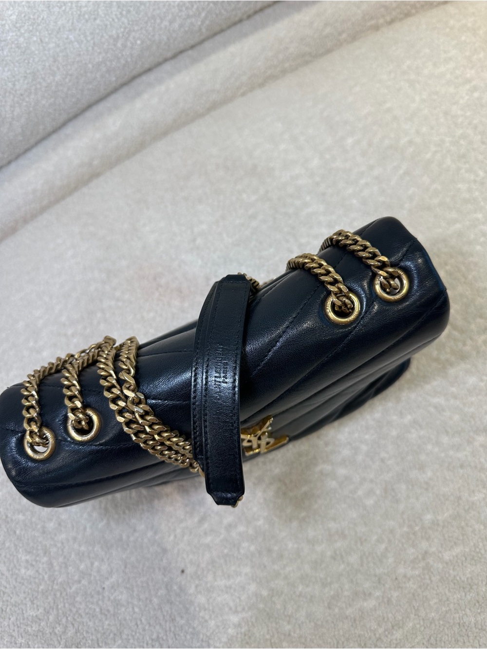 Saint Laurent YSL Loulou Small Black Chevron Quilted Leather Bag Gold Hardware - Picture 11 of 14